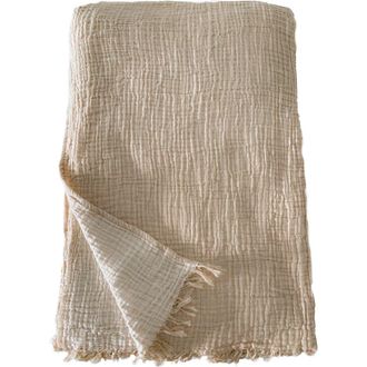 Anaya with Love Crinkled Turkish Cotton Oversized Cuddle Blanket in Natural Yellow at Nordstrom