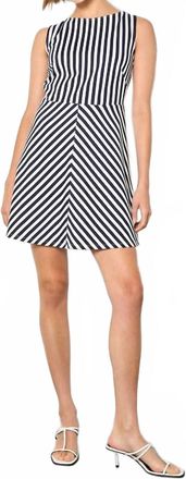 Apricot Stripe Jersey Knit Mini Dress In Navy