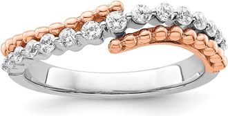 Diamond2Deal 14k Two-tone Lab Grown Diamond Wedding Band Ring 0.35Ct Clarity- VS Color- G-H