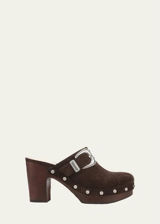 Veronica Beard Larken 95MM Suede Clogs