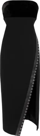 Roberto Cavalli Leather-Trim Strapless Midi Dress, Brand Size 40 ( US Size 6 )
