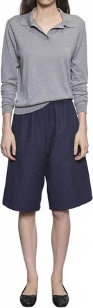 Enza Costa Silk Knit Polo In Heather Grey