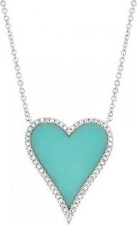 Allurez 0.13ct Diamond & 1.80ct Turquoise 14k White Gold Heart Necklace