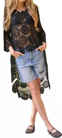 Saachi High-Low Crochet Cover-Up Dress In Black
