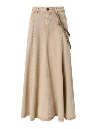 Pinko Hurghada Long Skirt In Beige Cotton