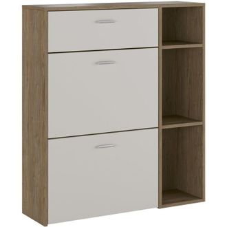 Dmora Scarpiera Samassi, Mobile Portascarpe Paia, Modulabile, un Cassetto, 90x26x102h cm Marrone Noce