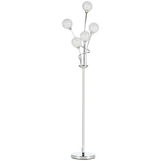 HOMCOM Silver Modern Floor Lamp w/ K9 Crystal Shade - 5 Light - for Living Room | TJ Hughes
