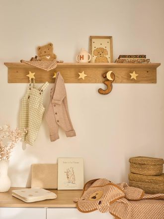 Vertbaudet Kinderzimmer Garderobenleiste Mond & Sterne natur