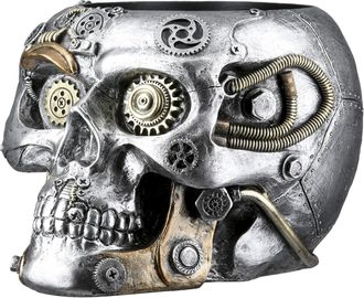 Gilde Übertopf »Übertopf Totenschädel Steampunk Skull planter silberfarben H. 14 cm«