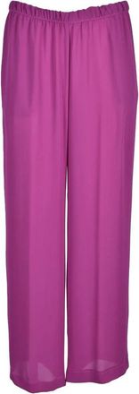 Maesta Loose Wide-Leg Trousers with Elastic Waistband in Vibrant Purple
