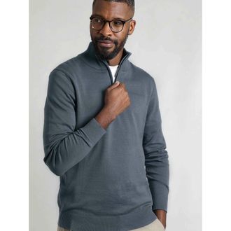 Weird Fish Baxter Fine Knit 1/4 Zip Jumper in Blue Mirage at Nordstrom, Size 5X-Large