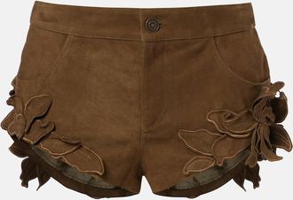 Isabel Marant Kevana floral-applique suede shorts