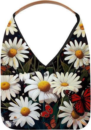 Generic Butterflies Daisies Flower (7) Reusable Lightweight Grocery Bags - Foldable Into Compact Pouch, Washable & Sturdy, Multipurpose for Shopping and Trave