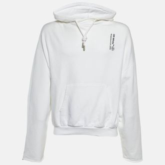 Off-white White Syringe Print Cotton Back Zip Detail Hoodie