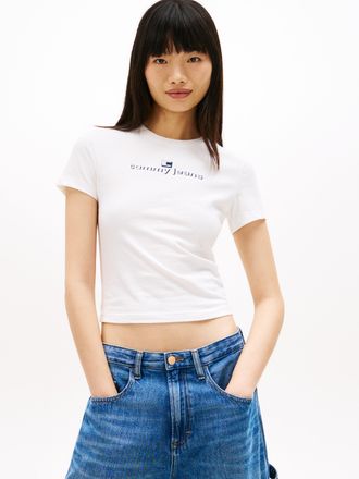 Tommy Jeans Kurzarmshirt TOMMY JEANS TJW 2PACK SLIM ESS LOGO 1 TEE, Damen, Gr. XL (42), ecru, schwarz night navy, Single Jersey, Obermaterial: 100% Baumwolle, sli