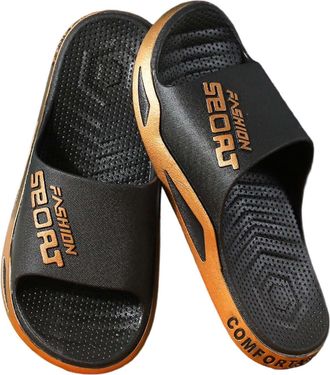 Generic Mens Slide Slippers For Indoor And Outdoor Use With Comfortable Breathable Design Ideal For Summer Beach Bathroom Casual Wear (Gold, 7.5)