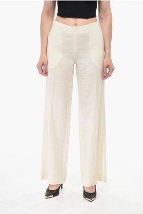 The Row Straight-Fit FOULARD Linen-Blend Pants size 42