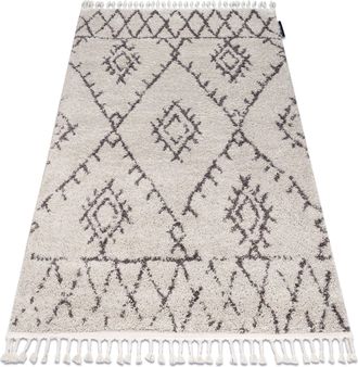 RugsX Rugsx - Alfombra Berber Fez G0535 Crema/marr&oacute;n Franjas Bereber Marroqu&iacute; Shaggy Beige 140x190 Cm