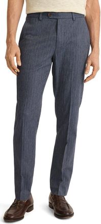 Bonobos Primo Cotton & Linen Blend Chinos in Navy Blue Herringbone at Nordstrom, Size 36 X 34