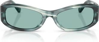 Tory Burch 55mm Rectangular Sunglasses in Teal Striated /Petrol Green at Nordstrom