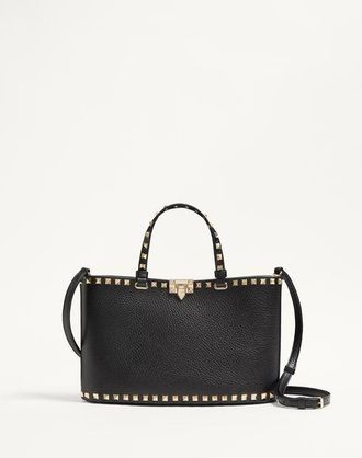Valentino Garavani Valentino Garavani Rockstud Small Shopping Bag In Grainy Calfskin Wo