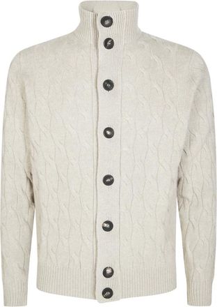FILIPPO DE LAURENTIIS Bomber Trecce Cashmere Fin 7 - Heren - Vesten - Beige - XL - Wol - Truien & Vesten
