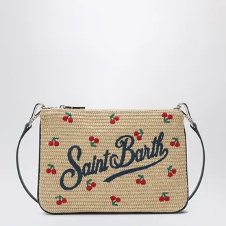 MC2 Saint Barth Raffia Pouch with Cherry Embroidery