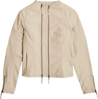 G-Star Lynn-137 Leren Bikerjack - Dames - Zomerjassen - Beige - S - Leer - Jassen