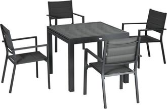 OUTSUNNY Set 7pz Tavolo Allungabile e 6 Sedie da Esterno in Alluminio