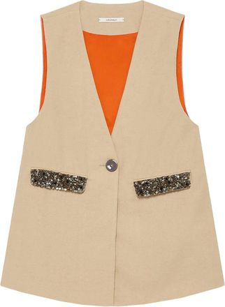 Maliparmi sequin-embellished V-neck waistcoat - Neutrals