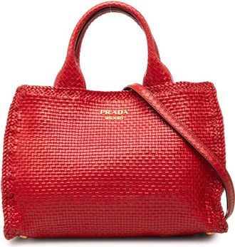 Prada Pre-owned Prada Small Woven Goatskin Madras Satchel Ladies JXK0TN2042EVBKF5