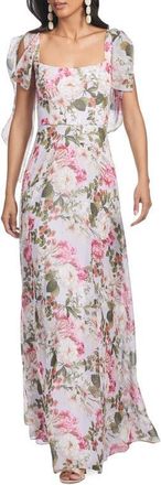 Sachin & Babi Pearl Floral Chiffon Gown in Petit Perwinkle And Petals at Nordstrom, Size 16W