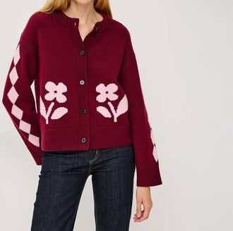 Rails Mavie Cardigan Sweater In Garnet Daisy