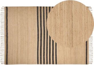Beliani Beliani - Braided Jute Area Rug Natural Boho Style Striped Pattern Floor Mat 160 x 230 cm Beige Ericek