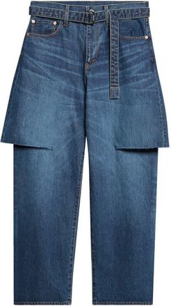 sacai Sliced Belted Denim Jeans in Blue at Nordstrom, Size 2