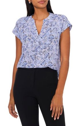 Chaus Split Neck Georgette Blouse in Lucent White at Nordstrom, Size X-Large