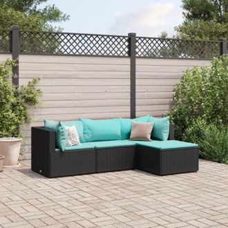 vidaXL Vidaxl - Set Divani da Giardino 4 pz con Cuscini Nero in Polyrattan
