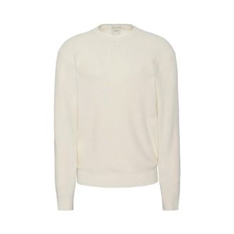 Calvin Klein Round-neck Knitwear, male, White, Size: M Textured Relaxed Sweater
