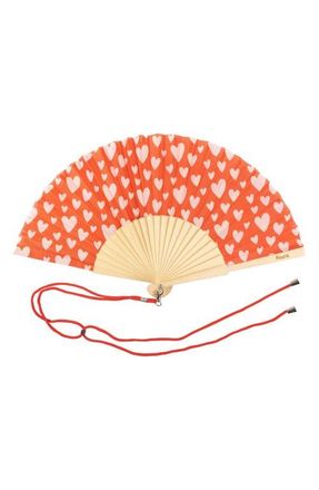 Fisura Hearts Foldable Hand Fan in Red at Nordstrom