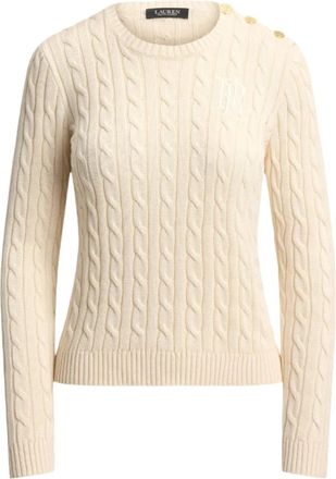 Ralph Lauren Ronde hals gebreide kleding - Dames - Ronde hals truien - Beige - M - Katoen - Truien & Vesten