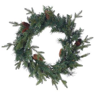 Beliani Beliani - Corona De Navidad Con Pi&ntilde;as Sint&eacute;ticas Y Bayas Para Puerta 60 Cm Verde Kamerun