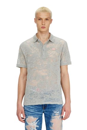 Diesel Polo shirt in all-over devor&eacute; jersey - Polos - Man - Grey