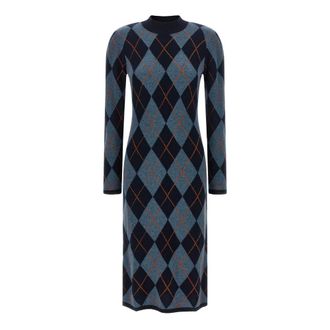 Twinset Diamond Jacquard Knit Dress - Dames - Jurken - Veelkleurig - Maat: S Katoen