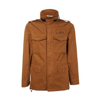 Aspesi Katoenen Multi-Pocket Utility Jack - Heren - Zomerjassen - Bruin - S - Katoen - Jassen
