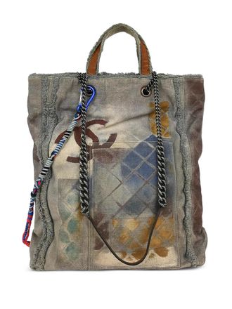 Chanel 2014 Bricolage Graffiti shopper met franje - Grijs