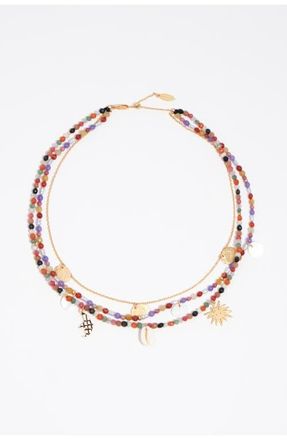 Bimba & Lola Multicolor Stones Double-Layer Necklace in Light Lilac at Nordstrom
