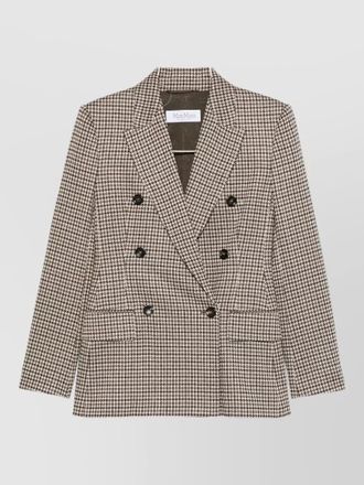 Max Mara tailored houndstooth jacket structured shoulders