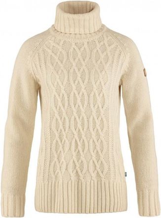 Fjällräven Övik Cable Knit Roller Neck Wollpullover für Damen | beige