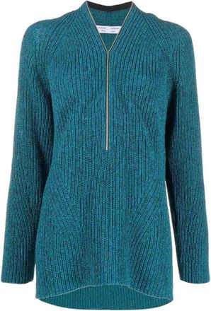 Proenza Schouler Zip Sweater Casual Stijl - Dames - V-hals truien - Blauw - L - Katoen - Truien & Vesten