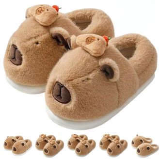 Generic Cartoon Capybara Slippers For Women & Men - Soft Plush Slippers, Plush 3D Cartoon Capibara Shoes (E, One Size, Adult, Women, 9.5, Numeric Range, UK Fo